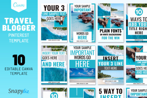 Download Travel Blogger Pinterest Canva Template - Blogger Collection