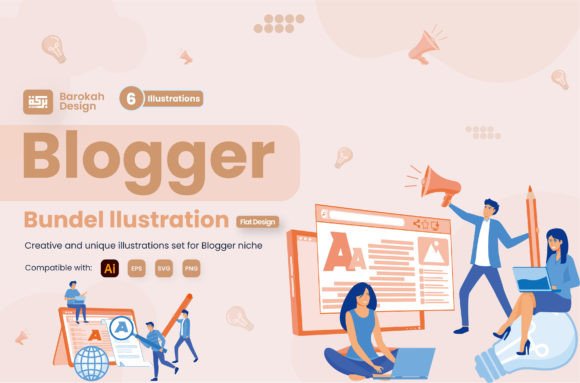 Download Illustration of Blogger Writer - Premium Bundle